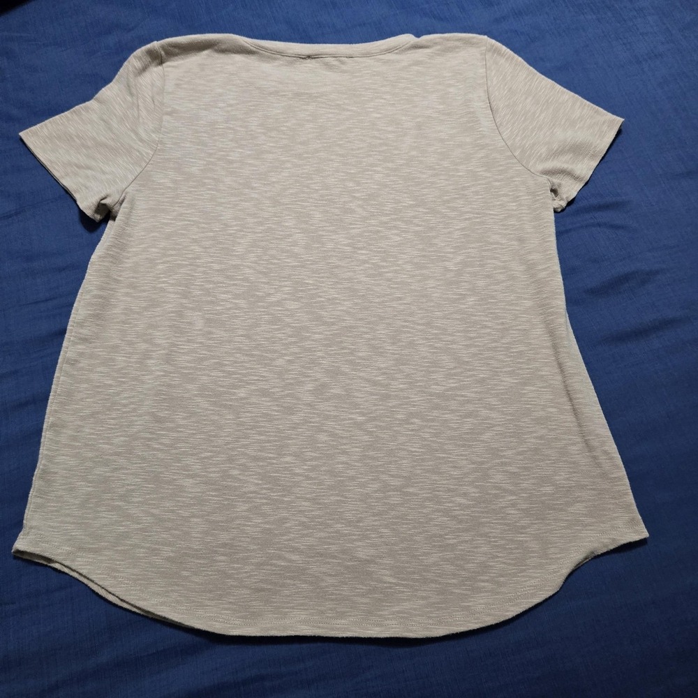 Green Envelope Shirt Womens L Beige Heather Jersey Crew Neck Tunic Top Casual - Picture 5 of 6